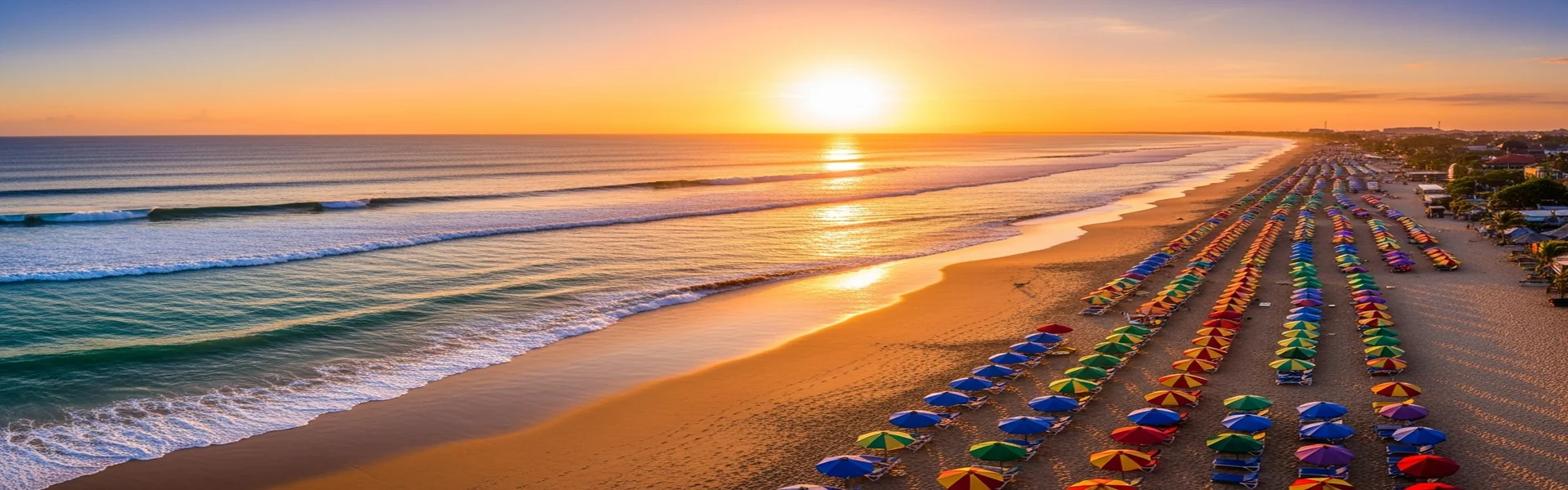 Sewa Alphard Kuta - Pantai Kuta aerial golden hour