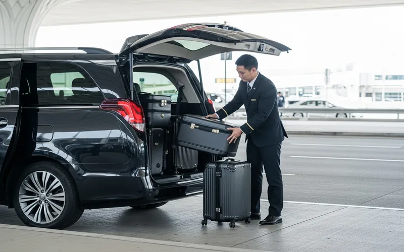 Loading bagasi di Toyota Alphard bandara
