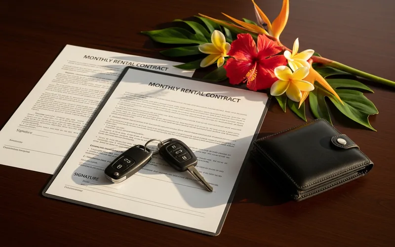 Dokumen rental bulanan dengan kunci mobil mewah