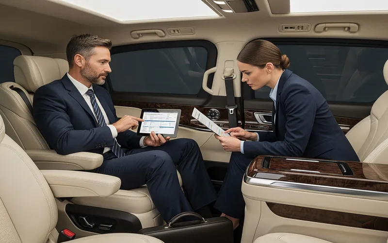 Business travelers di interior Alphard mewah