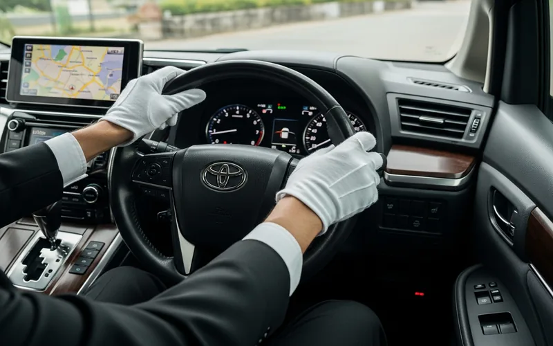 Sopir profesional kemudi Toyota Alphard GPS Bali