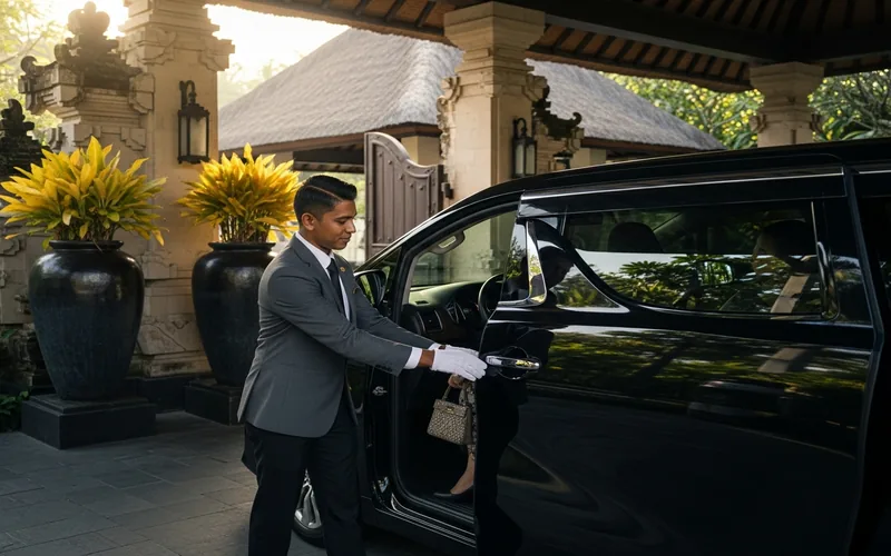 Sopir profesional membuka pintu Toyota Alphard