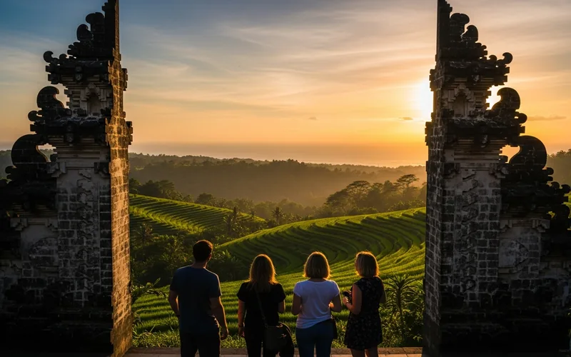 Wisatawan menikmati panorama Bali dari puncak bukit